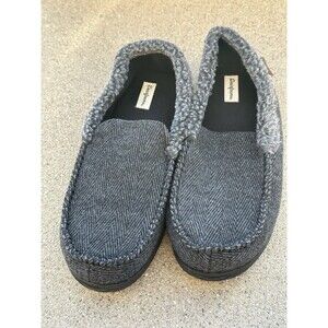 New Dearfoams Men’s XL Slippers (13-14) Gray Memory Foam Indoor Outdoor - NWOB